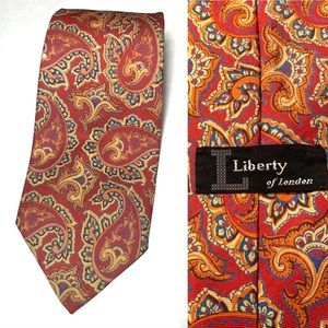 Vintage Iconic Liberty of London silk paisley tie in oranges and yellows